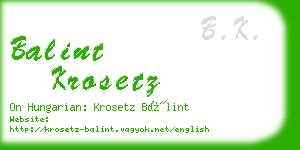 balint krosetz business card